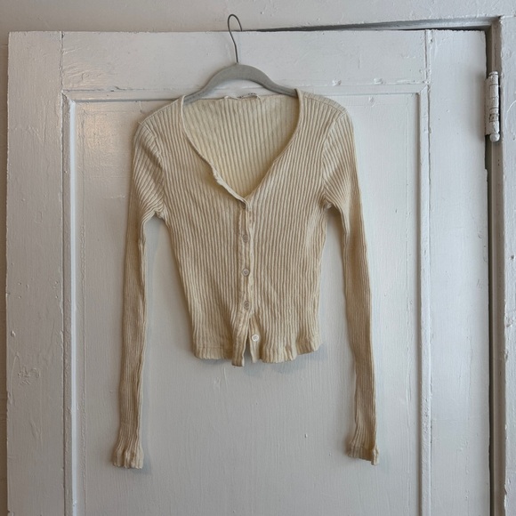 LA Relaxed Pointelle Cardigan - Picture 1 of 8